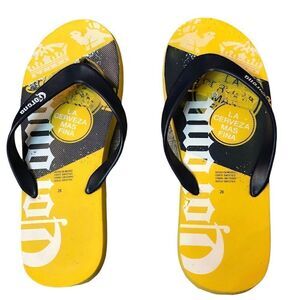 Corona yellow and blue foam flip flops